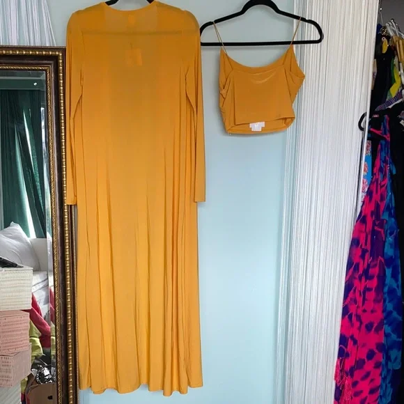 4 Piece Set Magenta & Mustard Long Duster Kimono Cardigans XXS NWT - Picture 9 of 17